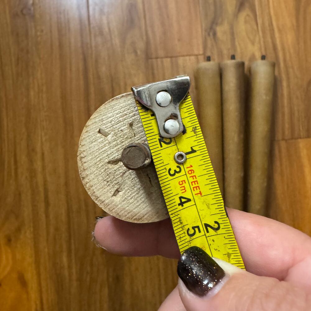 Set of 4 Solid Wood Round Tapered Table Legs Brass Bottom‎ adjustable Feet - Picture 12 of 13